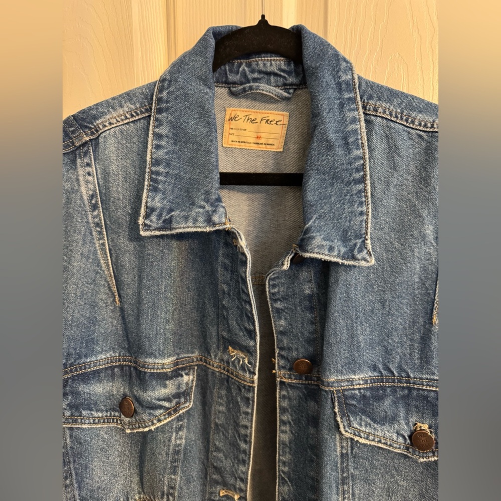 Free People We The Free All In Denim Jacket NWT Size XL - Picture 4 of 11